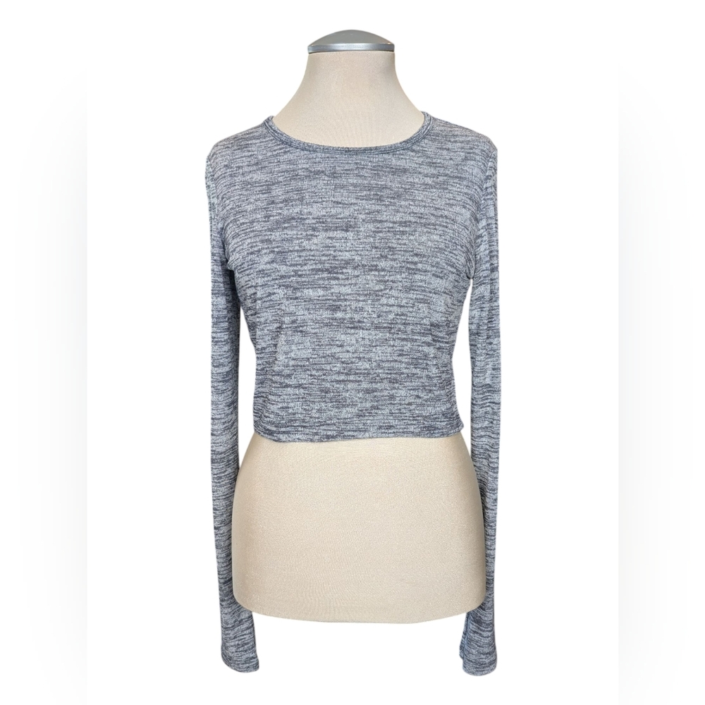 Aritiza Wilfred Free Heathered Gray Long Sleeve Crop Top